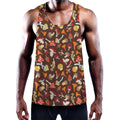 Cartoon Mushroom Pattern Print Men's Workout Tank Top