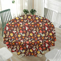 Cartoon Mushroom Pattern Print Waterproof Round Tablecloth