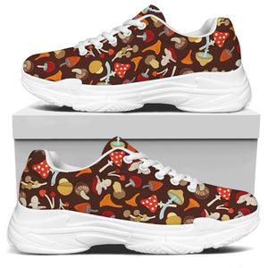 Cartoon Mushroom Pattern Print White Chunky Shoes