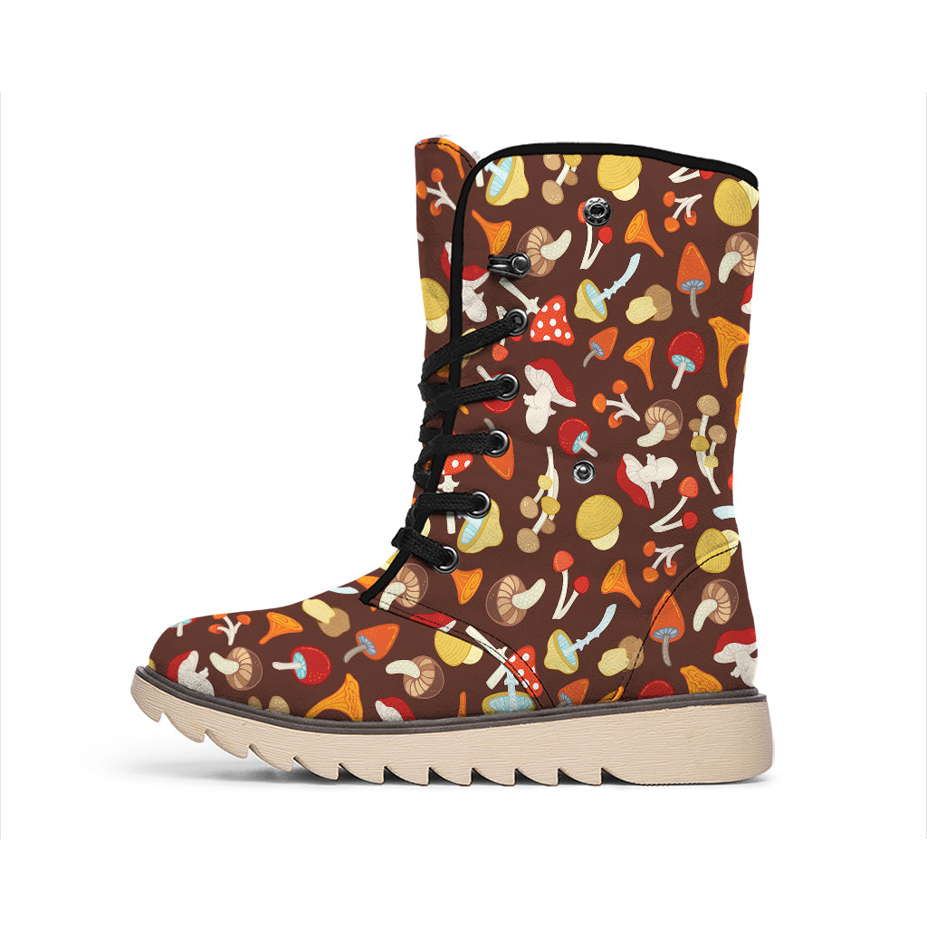 Cartoon Mushroom Pattern Print Winter Boots