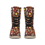 Cartoon Mushroom Pattern Print Winter Boots