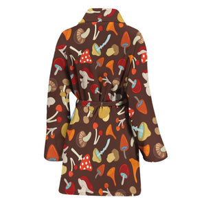 Cartoon Mushroom Pattern Print Women's Bathrobe