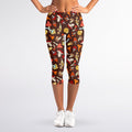 Cartoon Mushroom Pattern Print Women's Capri Leggings