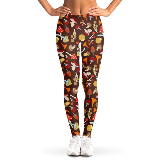 Cartoon Mushroom Pattern Print Women's Leggings