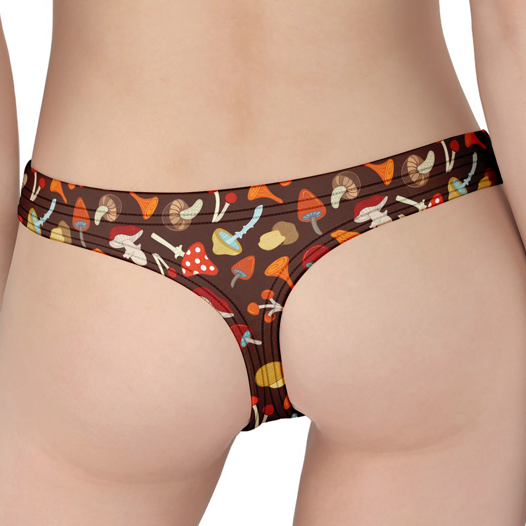 Cartoon Mushroom Pattern Print Women's Thong