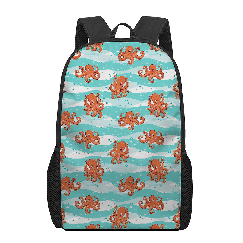 Cartoon Octopus Pattern Print 17 Inch Backpack