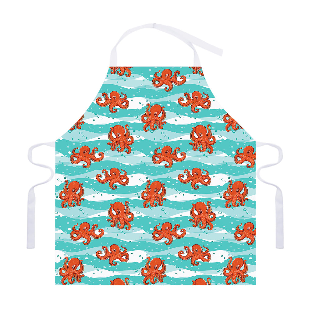 Cartoon Octopus Pattern Print Adjustable Apron