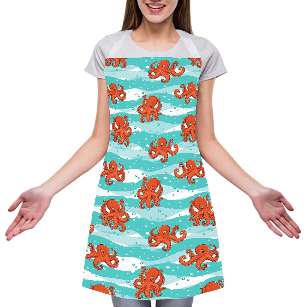 Cartoon Octopus Pattern Print Adjustable Apron