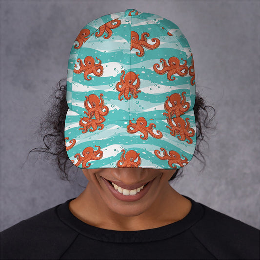 Cartoon Octopus Pattern Print Baseball Cap