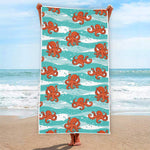 Cartoon Octopus Pattern Print Beach Towel