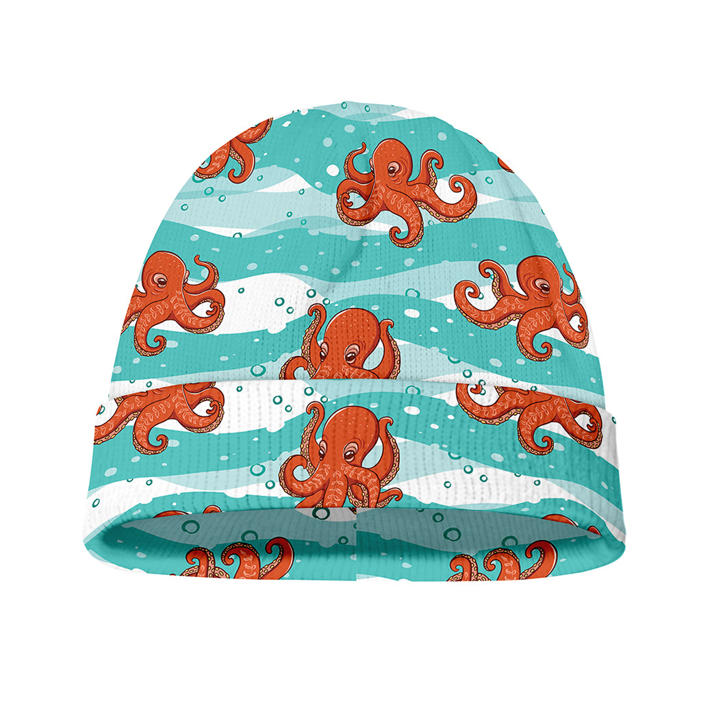 Cartoon Octopus Pattern Print Beanie