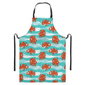 Cartoon Octopus Pattern Print Bib Apron With Pocket