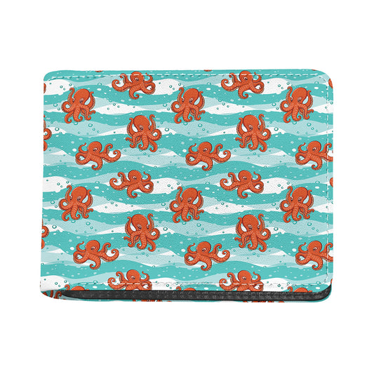 Cartoon Octopus Pattern Print Bifold Wallet