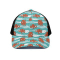 Cartoon Octopus Pattern Print Black Mesh Trucker Hat