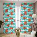 Cartoon Octopus Pattern Print Dimout Pencil Pleat Curtains
