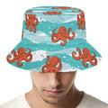 Cartoon Octopus Pattern Print Bucket Hat