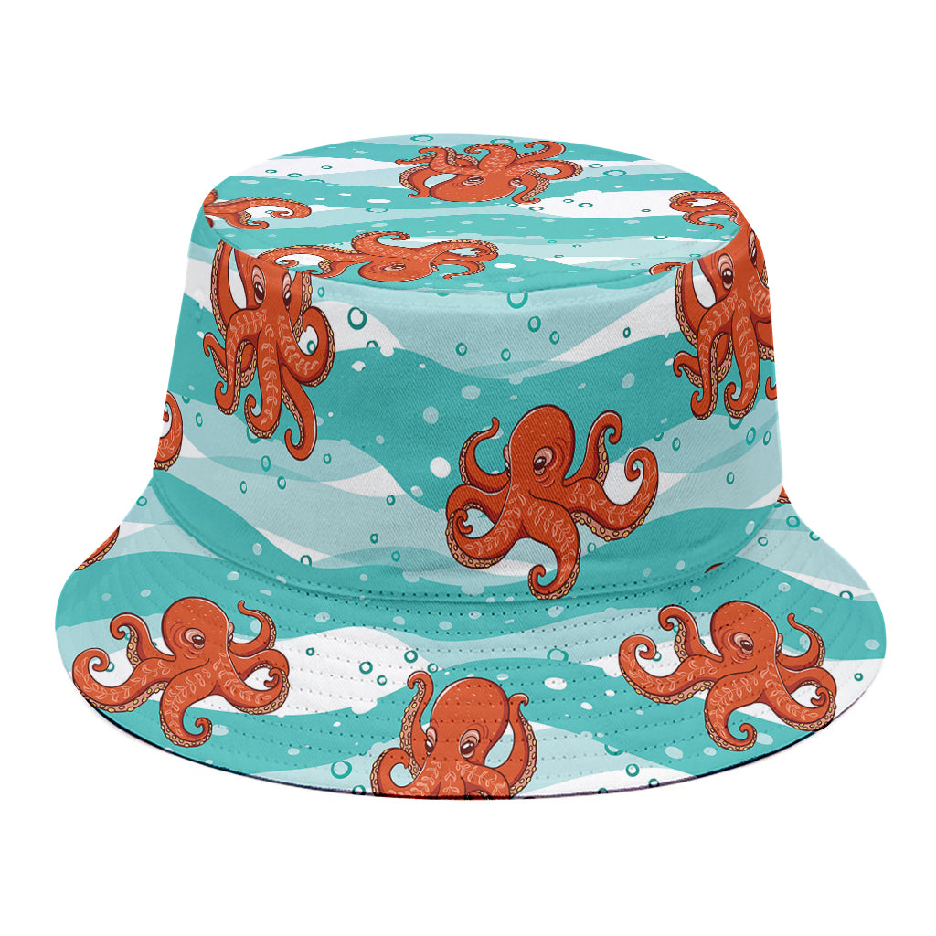 Cartoon Octopus Pattern Print Bucket Hat