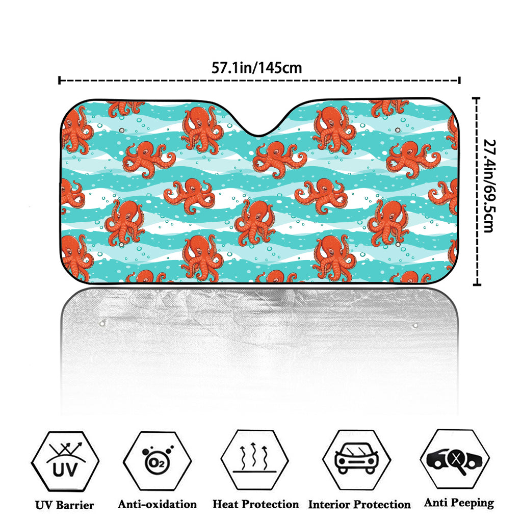 Cartoon Octopus Pattern Print Car Windshield Sun Shade