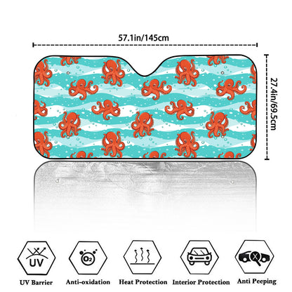 Cartoon Octopus Pattern Print Car Windshield Sun Shade