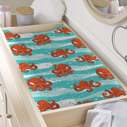 Cartoon Octopus Pattern Print Changing Pad Cover