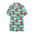 Cartoon Octopus Pattern Print Cotton Hawaiian Shirt