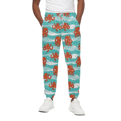 Cartoon Octopus Pattern Print Cotton Pants
