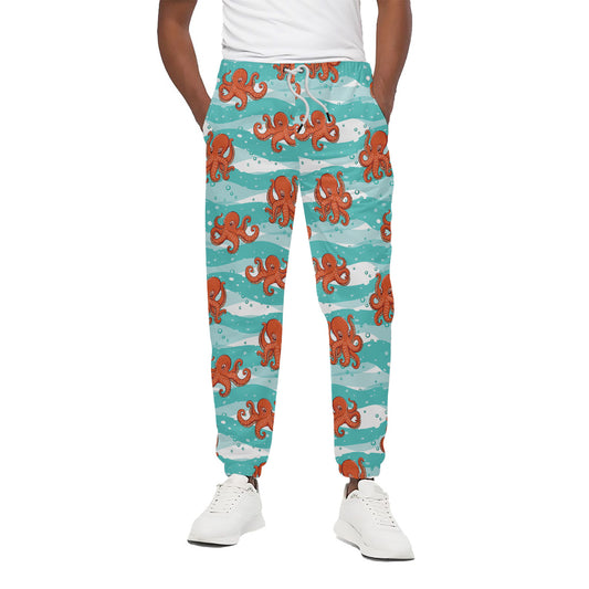 Cartoon Octopus Pattern Print Cotton Pants