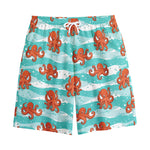 Cartoon Octopus Pattern Print Cotton Shorts