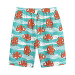 Cartoon Octopus Pattern Print Cotton Shorts