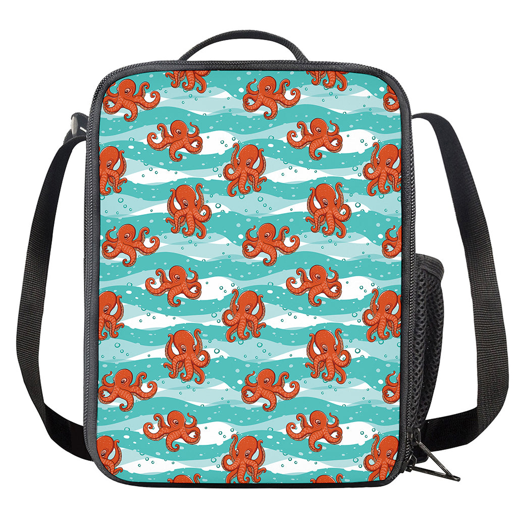 Cartoon Octopus Pattern Print Crossbody Lunch Bag