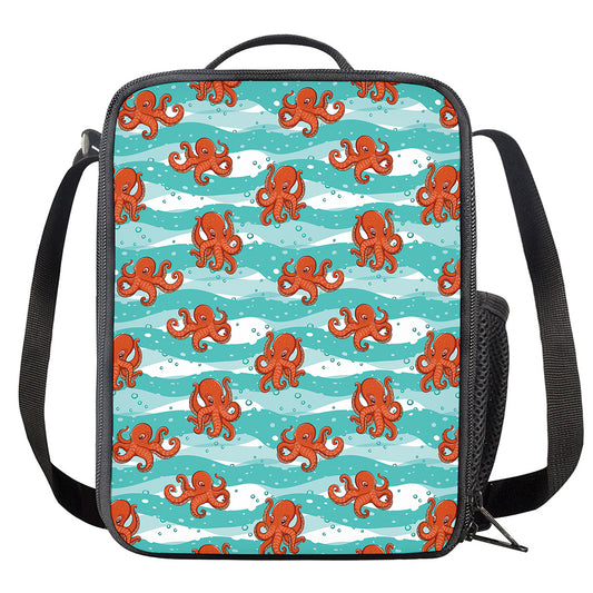 Cartoon Octopus Pattern Print Crossbody Lunch Bag