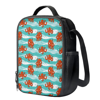 Cartoon Octopus Pattern Print Crossbody Lunch Bag