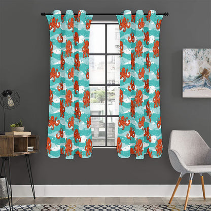 Cartoon Octopus Pattern Print Curtain