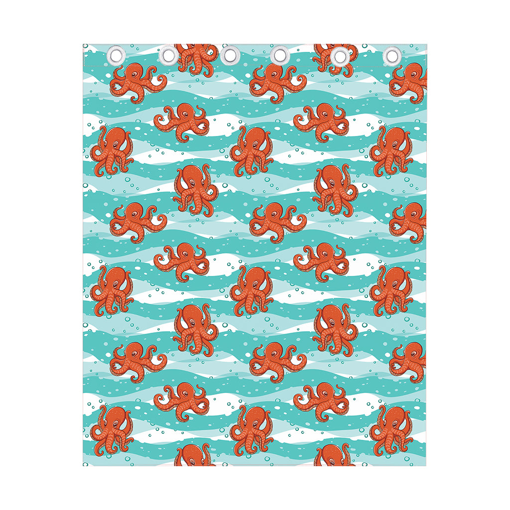 Cartoon Octopus Pattern Print Curtain