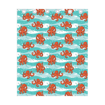 Cartoon Octopus Pattern Print Curtain