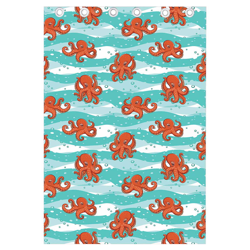 Cartoon Octopus Pattern Print Curtain