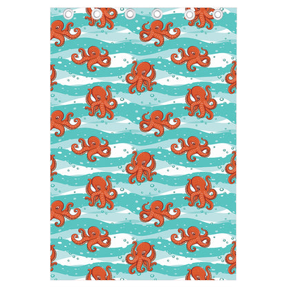 Cartoon Octopus Pattern Print Curtain
