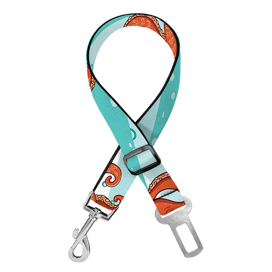Cartoon Octopus Pattern Print Dog Seat Belt