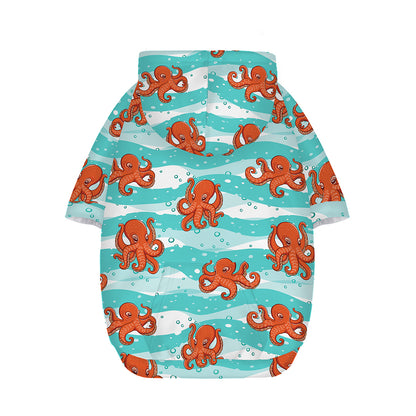 Cartoon Octopus Pattern Print Dog Zip Up Hoodie