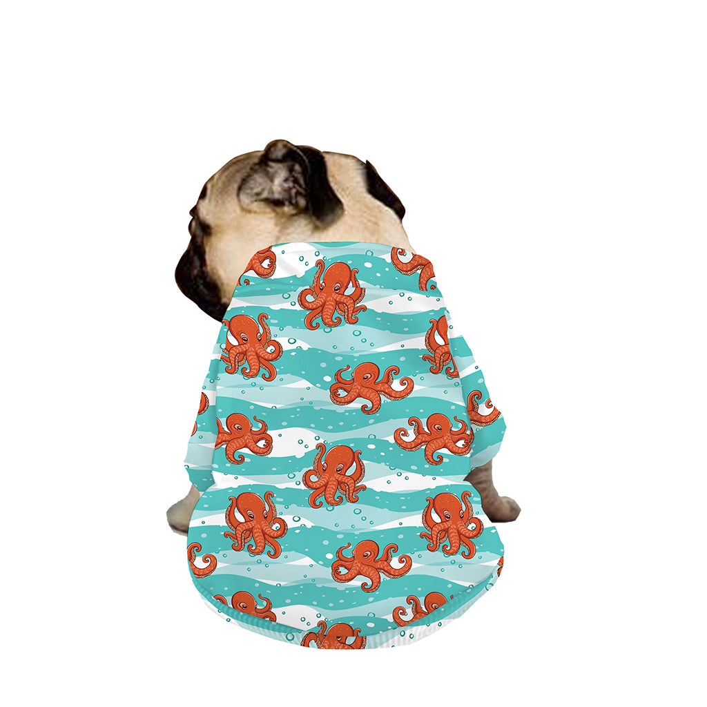 Cartoon Octopus Pattern Print Dog Zip Up Jacket