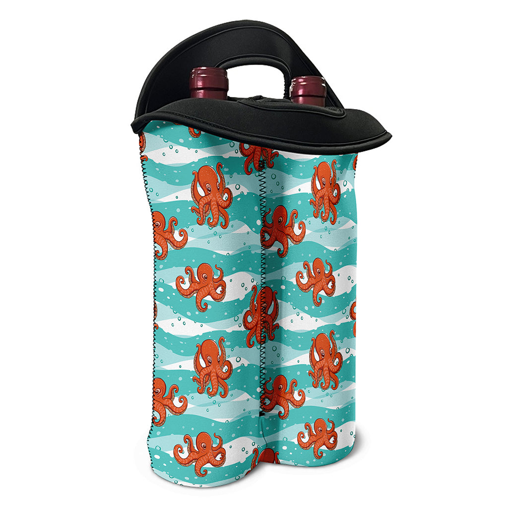 Cartoon Octopus Pattern Print Double Neoprene Wine Tote