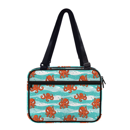 Cartoon Octopus Pattern Print Double Strap Bible Bag