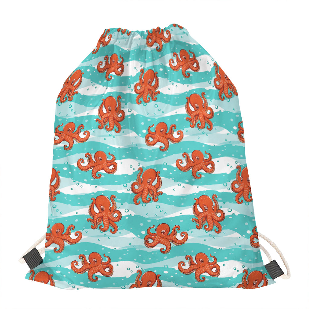Cartoon Octopus Pattern Print Drawstring Bag