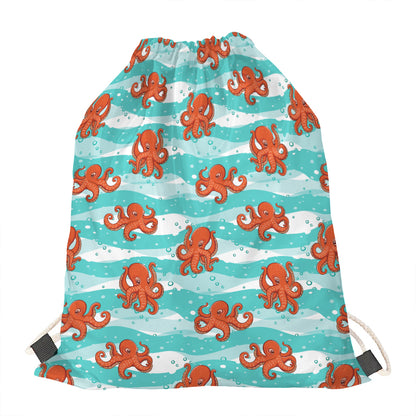 Cartoon Octopus Pattern Print Drawstring Bag