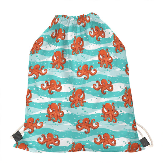 Cartoon Octopus Pattern Print Drawstring Bag