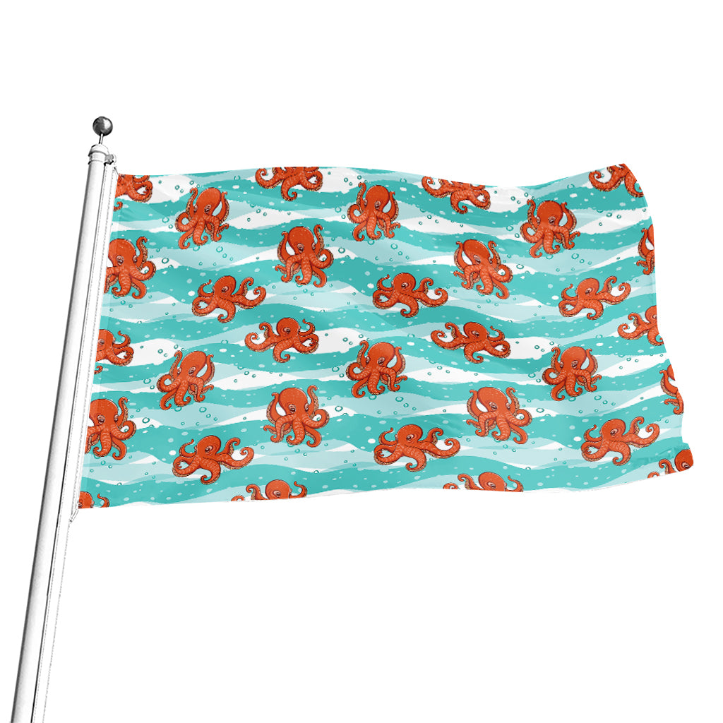Cartoon Octopus Pattern Print Flag