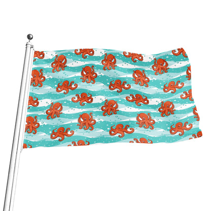Cartoon Octopus Pattern Print Flag