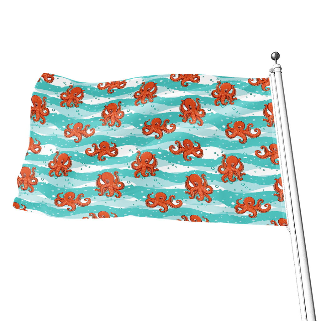 Cartoon Octopus Pattern Print Flag