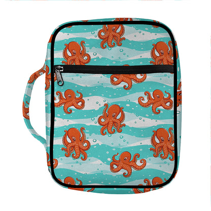 Cartoon Octopus Pattern Print Front Pocket Bible Bag