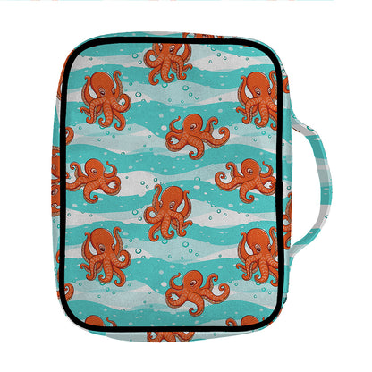 Cartoon Octopus Pattern Print Front Pocket Bible Bag